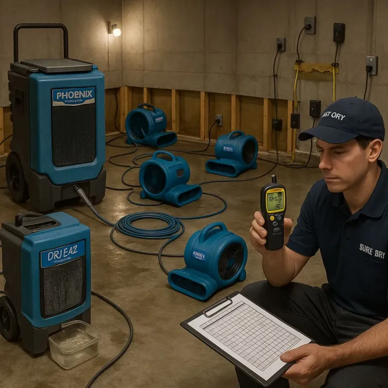 Structural Drying and Dehumidification process in Graham, NC